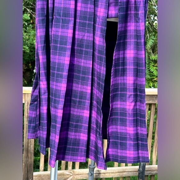 Listen Flavor Purple Checkered Pleated Midi Skirt With Chain Detail - Picture 6 of 11